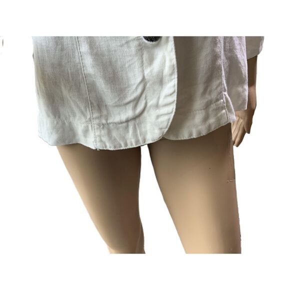 Live A Little Cream Linen Ruffle V-neck Button Front Blouse Size Medium - Picture 4 of 13